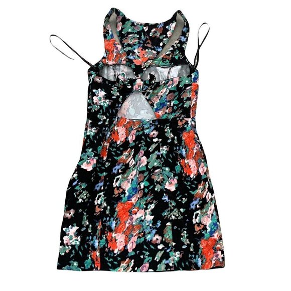 Material Girl Jr M Sleeveless Floral Bodycon Mini Dress Cutout Bow Back #224B - Picture 10 of 10
